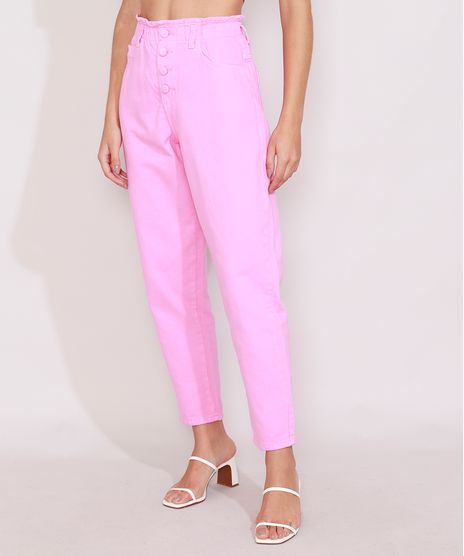 Calca-de-Sarja-Feminina-Sawary-Slouchy-Clochard-Cintura-Alta-Rosa-Claro-9980117-Rosa_Claro_1