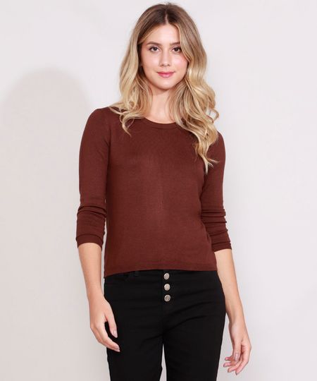 Sueter-de-Trico-Feminino-Basico-Decote-Redondo-Marrom-9325342-Marrom_1 Sueter-de-Trico-Feminino-Basico-Decote-Redondo-Marrom-9325342-Marrom_1