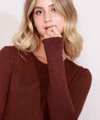 Sueter-de-Trico-Feminino-Basico-Decote-Redondo-Marrom-9325342-Marrom_6