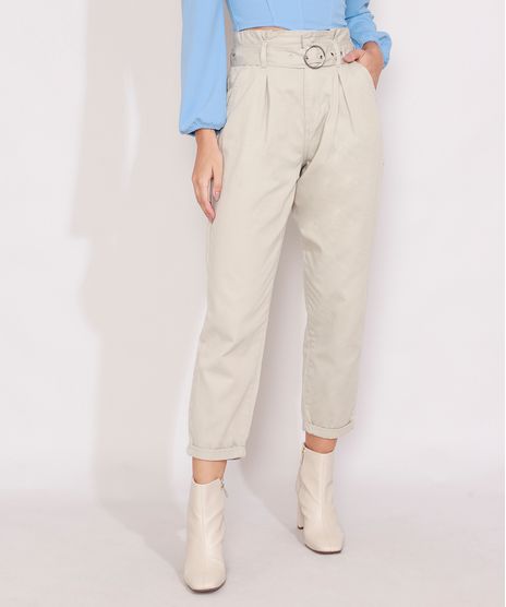 Calca-de-Sarja-Feminina-Clochard-Baggy-Cintura-Super-Alta-com-Cinto-Cinza-Claro-9988921-Cinza_Claro_1