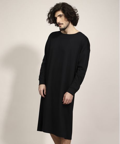 Vestido-Unissex-Midi-Manga-Longa-Preto-9994450-Preto_1