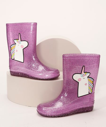 Galocha-Infantil-Cano-Medio-Unicornios-com-Glitter-Rosa-9987715-Rosa_1