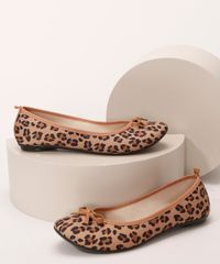 Sapatilha-Feminina-Animal-Print-de-Onca-Bico-Redondo-com-Laco-Moleca-Bege-9986666-Bege_1