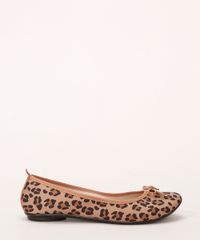 Sapatilha-Feminina-Animal-Print-de-Onca-Bico-Redondo-com-Laco-Moleca-Bege-9986666-Bege_2