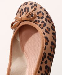 Sapatilha-Feminina-Animal-Print-de-Onca-Bico-Redondo-com-Laco-Moleca-Bege-9986666-Bege_3