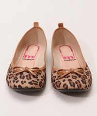 Sapatilha-Feminina-Animal-Print-de-Onca-Bico-Redondo-com-Laco-Moleca-Bege-9986666-Bege_5
