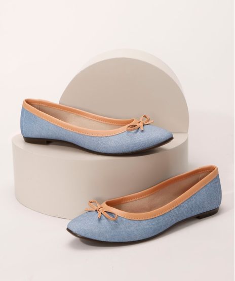 Sapatilha-Feminina-em-Jeans-Bico-Redondo-com-Laco-Moleca-Azul-Claro-9986675-Azul_Claro_1