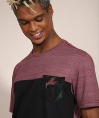 Camiseta-Masculina-Manga-Curta-com-Recorte-e-Bolso-Estampado-Gola-Careca-Vinho-9981955-Vinho_4