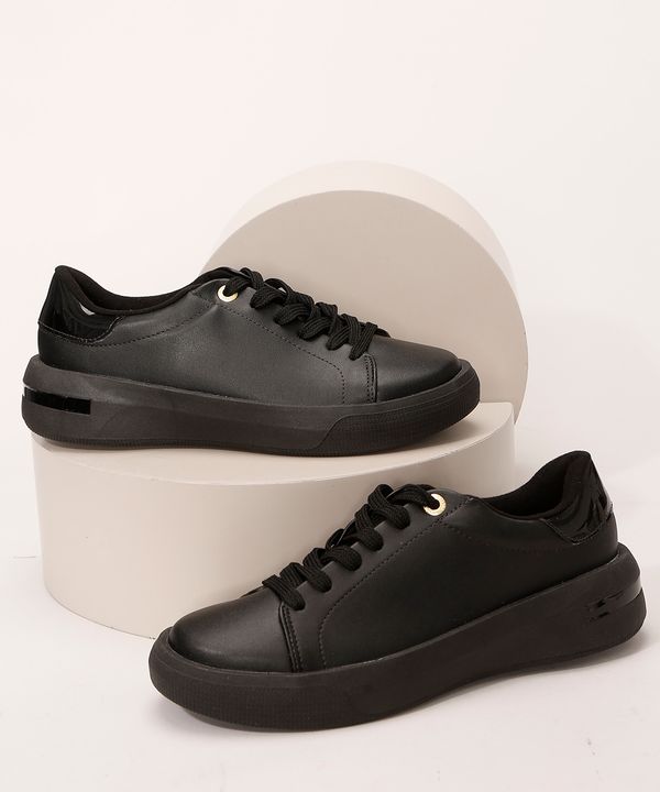 Tênis Feminino com Recorte em Verniz Vizzano Preto 34