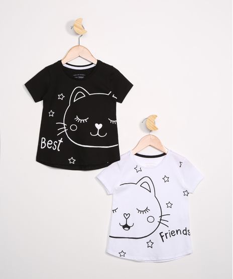 -Kit-de-2-Blusas-Infantis-Manga-Curta-Gatinha--Best-Friends--Multicor-9978057-Multicor_1