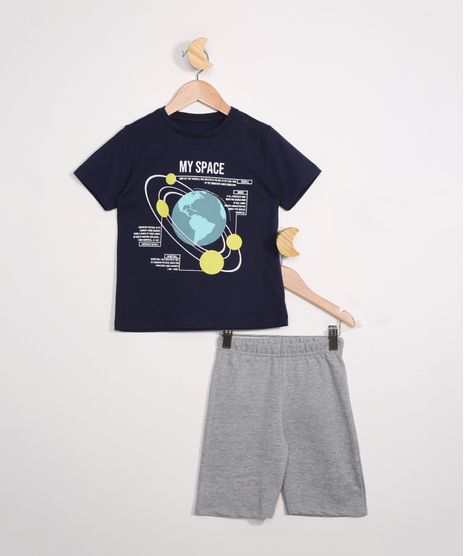 Conjunto-Infantil-de-Camiseta-Manga-Curta-Planeta-Azul-Marinho---Bermuda-Cinza-Mescla-9979120-Cinza_Mescla_1