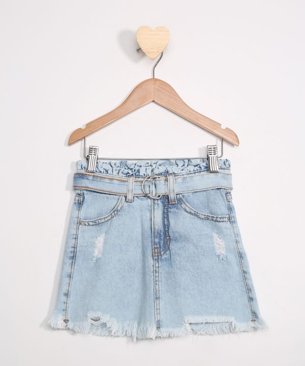 Saia Infantil Clochard Destroyed com Cinto Azul Claro 4
