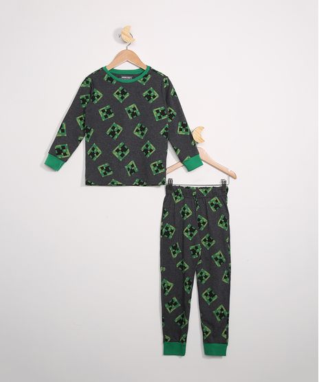 Pijama-Infantil-Manga-Longa-Estampado-Creeper-Minecraft-Cinza-Mescla-Escuro-9983178-Cinza_Mescla_Escuro_1