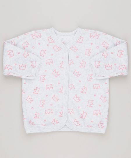 Cardigan-Infantil-Estampado-de-Coroas-em-Plush-com-Algodao---Sustentavel-Cinza-Mescla-8793868-Cinza_Mescla_1
