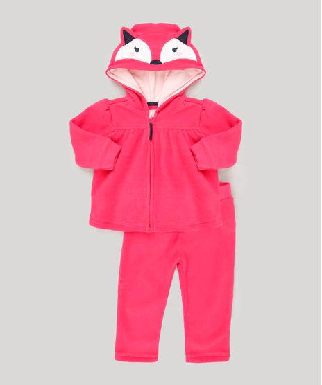 Conjunto-Infantil-Raposa-de-Blusao-com-Capuz---Calca-com-Bolso-em-Algodao---Sustentavel-Rosa-8946705-Rosa_1