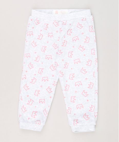 Calca-Infantil-Estampado-de-Coroas-em-Plush-de-Algodao---Sustentavel-Cinza-Mescla-8824457-Cinza_Mescla_1