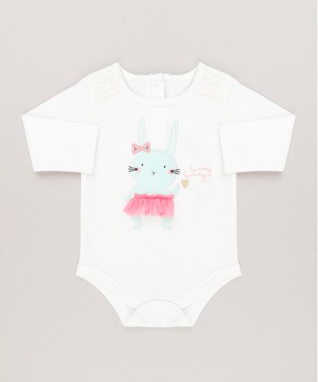 Body-Infantil-com-Patch-de-Coelho-Manga-Longa-Decote-Redondo-em-Algodao---Sustentavel-Off-White-8959229-Off_White_1