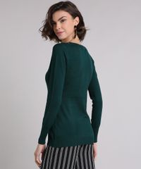 Sueter-Feminino-em-Trico-Manga-Longa-Gola-Redonda--Verde-Escuro-8465830-Verde_Escuro_1_2