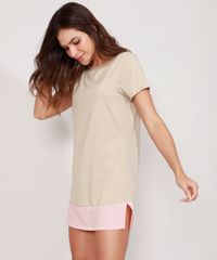 Camisola-Curta-com-Recorte-Manga-Curta-Decote-Redondo-Bege-9976896-Bege_1