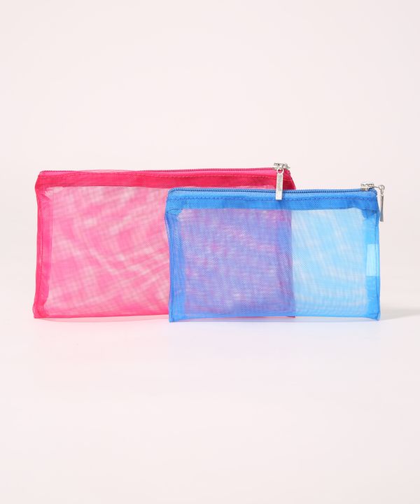 Kit de 2 Nécessaires Femininas em Tela Multicor Único