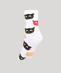 Meia-Feminina-Cano-Alto-Estampada-de-Gatinhos-Branca-9979458-Branco_2