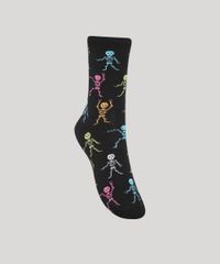 Meia-Feminina-Cano-Alto-Estampada-de-Esqueletos-Preta-9983296-Preto_1