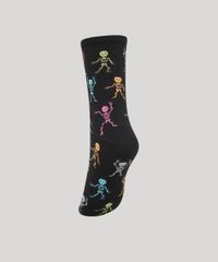 Meia-Feminina-Cano-Alto-Estampada-de-Esqueletos-Preta-9983296-Preto_2