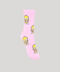 Meia-Feminina-Cano-Alto-Estampada-Homer-Simpson-Rosa-Claro-9984664-Rosa_Claro_1