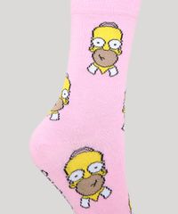 Meia-Feminina-Cano-Alto-Estampada-Homer-Simpson-Rosa-Claro-9984664-Rosa_Claro_3