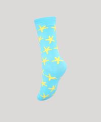 Meia-Feminina-Cano-Alto-Estampada-Estrelas-do-Mar-Azul-Claro-9986916-Azul_Claro_2