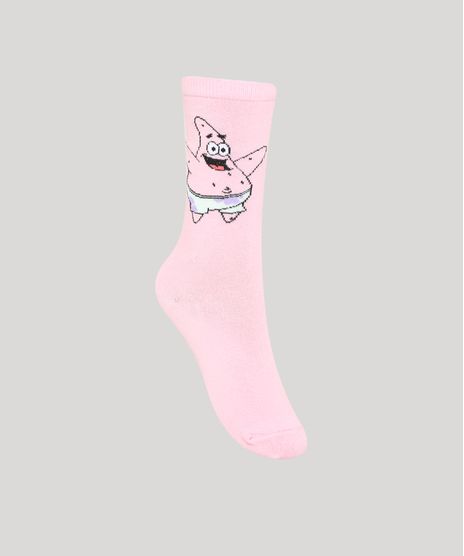 Meia-Feminina-Cano-Alto-Patrick-Estrela-Bob-Esponja-Rosa-9986918-Rosa_1