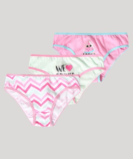 Kit de 3 Calcinhas Infantis Melancia Multicor - 8 Menor preço em Kit de 3 Calcinhas Infantis Melancia Multicor - 8