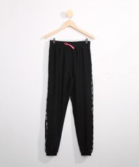 Calca-de-Moletom-Juvenil-Jogger-com-Faixa-Lateral-Preto-9981618-Preto_1