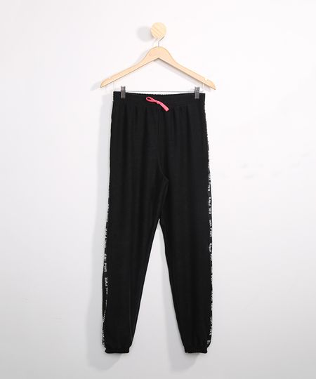 Calca-de-Moletom-Juvenil-Jogger-com-Faixa-Lateral-Preto-9981618-Preto_1