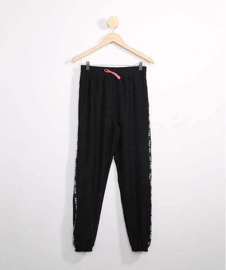 Calca-de-Moletom-Juvenil-Jogger-com-Faixa-Lateral-Preto-9981618-Preto_1