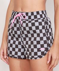 Short-Feminino-Estampado-Esportivo-Ace-Running-Quadriculado-com-Cordao-Preto-9976856-Preto_1