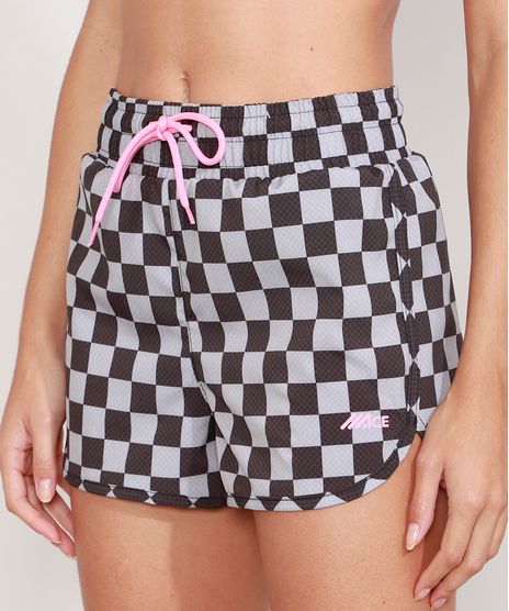 Short-Feminino-Estampado-Esportivo-Ace-Running-Quadriculado-com-Cordao-Preto-9976856-Preto_1
