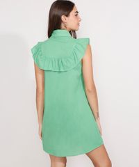 Vestido-Chemise-de-Algodao-com-Babado-Curto-Sem-Manga-Verde-Claro-9982213-Verde_Claro_2