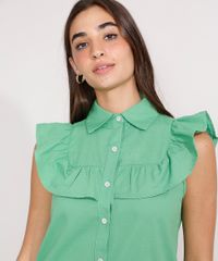 Vestido-Chemise-de-Algodao-com-Babado-Curto-Sem-Manga-Verde-Claro-9982213-Verde_Claro_4