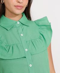 Vestido-Chemise-de-Algodao-com-Babado-Curto-Sem-Manga-Verde-Claro-9982213-Verde_Claro_5