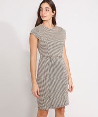 Vestido-Estampado-Pied-de-Poule-com-Recortes-e-Cinto-Curto-Manga-Curta-Preto-9976976-Preto_1