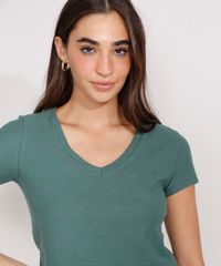 Camiseta-Flame-de-Algodao-Basica-Manga-Curta-Decote-V-Verde-Militar-8525926-Verde_Militar_1_4