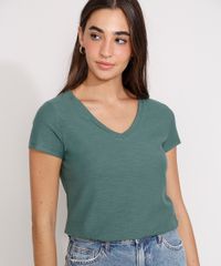 Camiseta-Flame-de-Algodao-Basica-Manga-Curta-Decote-V-Verde-Militar-8525926-Verde_Militar_1_6