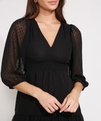 Vestido-Texturizado-de-Poa-com-Recortes-Midi-Manga-Bufante-Preto-9977215-Preto_4