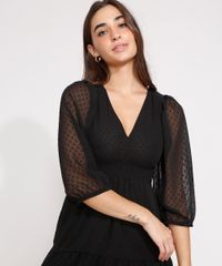 Vestido-Texturizado-de-Poa-com-Recortes-Midi-Manga-Bufante-Preto-9977215-Preto_7