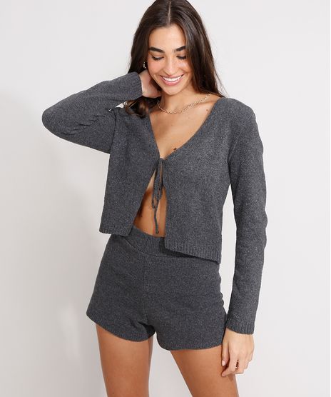 Cardigan-Cropped-de-Trico-com-Amarracao-Decote-V-Chumbo-9982175-Chumbo_1