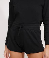 Kit-de-Blusa-Cropped-com-Capuz---Short-de-Moletom-Cintura-Media-Basicos-com-Recorte-Canelado-Preto-9987037-Preto_5