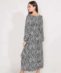 Vestido-de-Viscose-Estampado-Animal-Print-Zebra-com-Fenda-Midi-Manga-Bufante-Preto-9987752-Preto_2