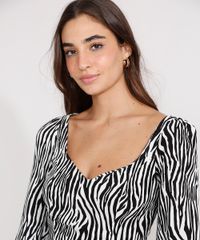 Vestido-de-Viscose-Estampado-Animal-Print-Zebra-com-Fenda-Midi-Manga-Bufante-Preto-9987752-Preto_4