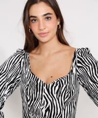 Vestido-de-Viscose-Estampado-Animal-Print-Zebra-com-Fenda-Midi-Manga-Bufante-Preto-9987752-Preto_5